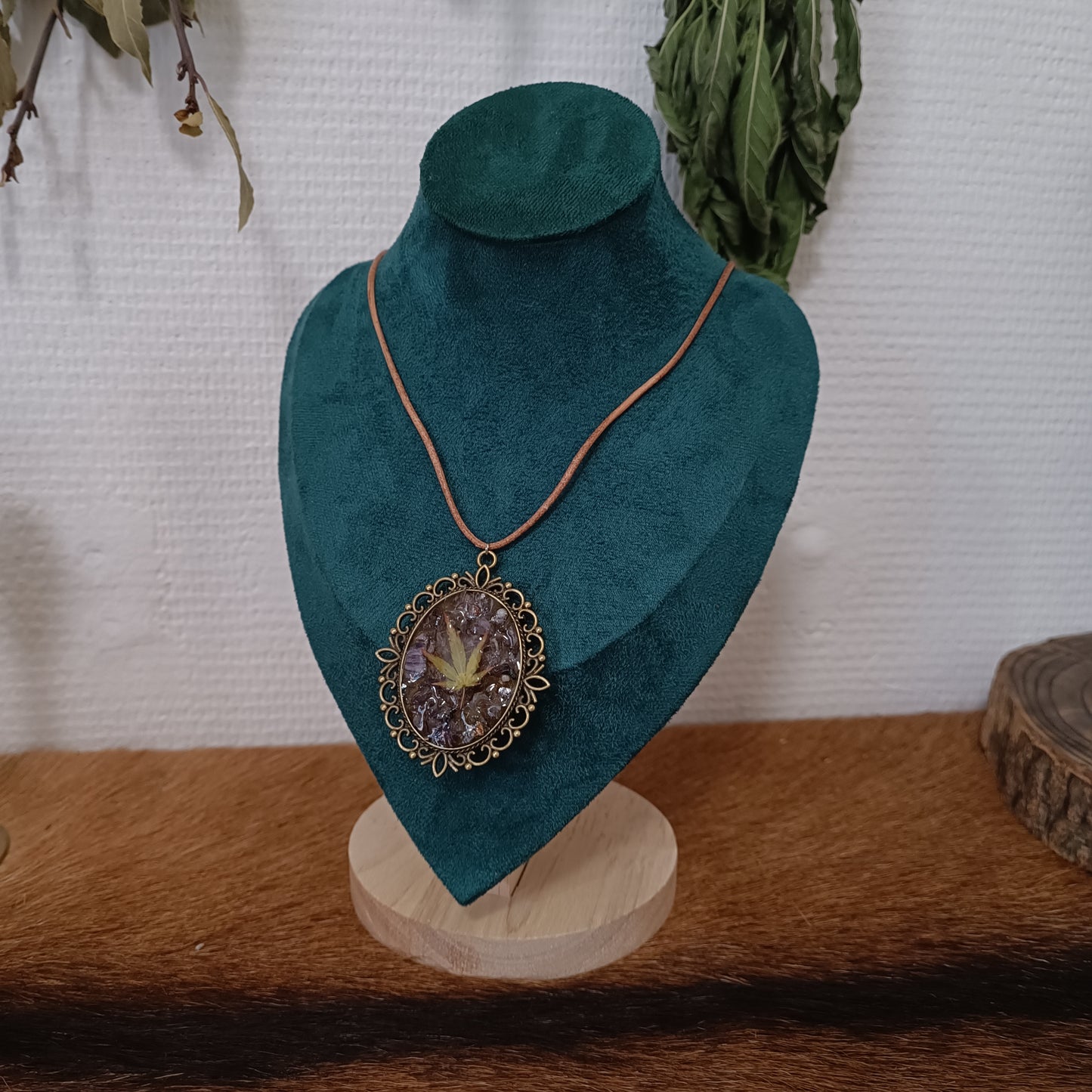 Collier double feuilles